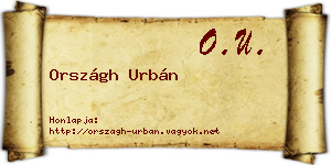 Országh Urbán névjegykártya